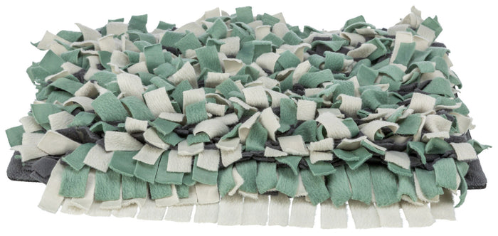 Trixie snuffle mat in green, cream and grey fleece, cut-out view