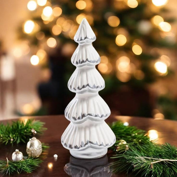 White & Silver Ceramic Christmas Tree